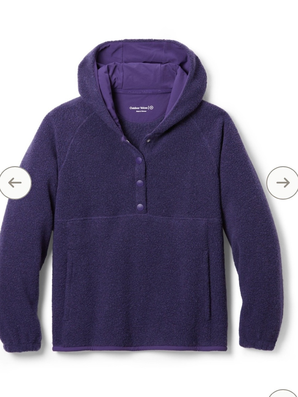 Outdoor Voices Purple MegaFleece Snap Up Hoodie